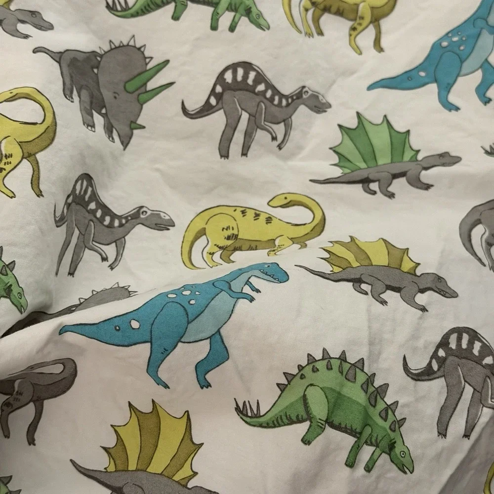 Pottery Barn Kids Dinosaur Twin Sheet Set 3 PCS Green Blue Gray 2015 Dinosaurs